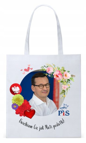 Mateusz Morawiecki Pis Torba Eco Biała Shopper