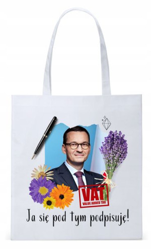 Mateusz Morawiecki Pis Torba Eco Biała Shopper