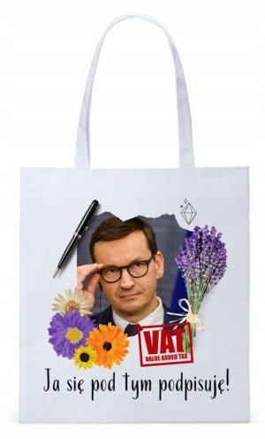 Mateusz Morawiecki Pis Torba Eco Biała Shopper