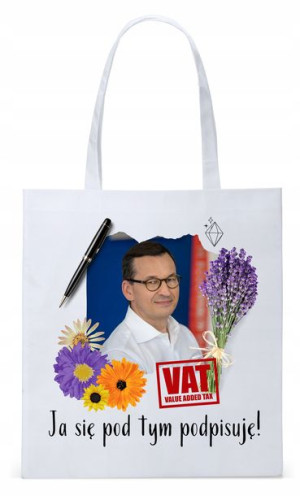 Mateusz Morawiecki Pis Torba Eco Biała Shopper