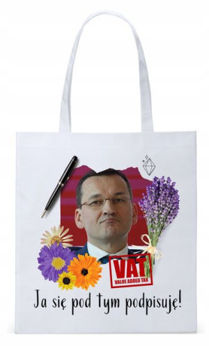 Mateusz Morawiecki Pis Torba Eco Biała Shopper