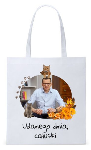 Mateusz Morawiecki Pis Torba Eco Biała Shopper