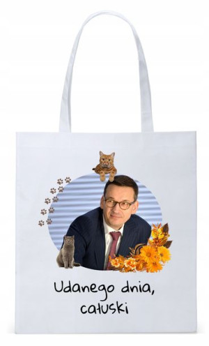 Mateusz Morawiecki Pis Torba Eco Biała Shopper