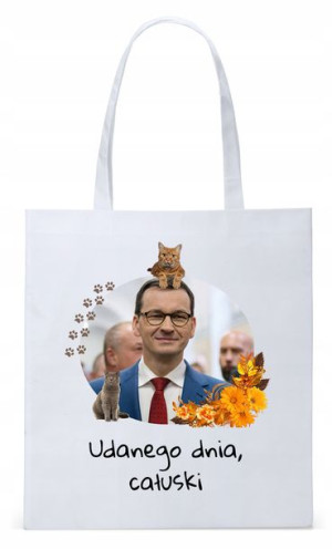 Mateusz Morawiecki Pis Torba Eco Biała Shopper