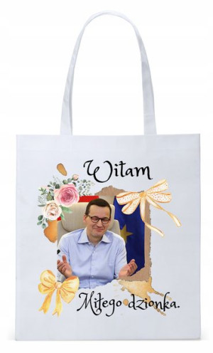 Mateusz Morawiecki Pis Torba Eco Biała Shopper
