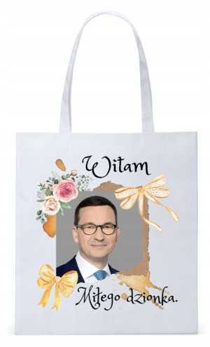 Mateusz Morawiecki Pis Torba Eco Biała Shopper