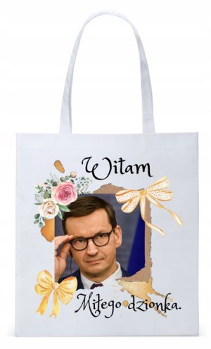 Mateusz Morawiecki Pis Torba Eco Biała Shopper