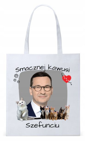 Mateusz Morawiecki Pis Torba Eco Biała Shopper