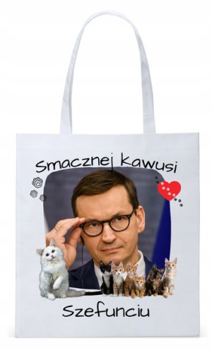 Mateusz Morawiecki Pis Torba Eco Biała Shopper