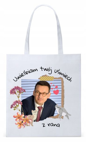 Mateusz Morawiecki Pis Torba Eco Biała Shopper