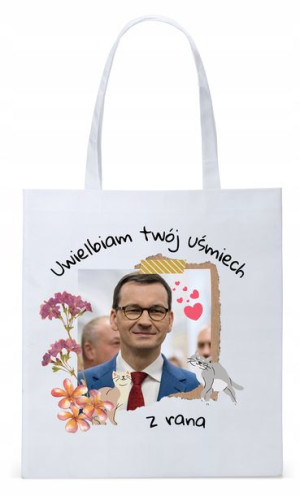 Mateusz Morawiecki Pis Torba Eco Biała Shopper