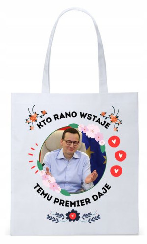 Mateusz Morawiecki Pis Torba Eco Biała Shopper
