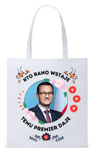 Mateusz Morawiecki Pis Torba Eco Biała Shopper