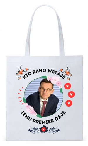 Mateusz Morawiecki Pis Torba Eco Biała Shopper