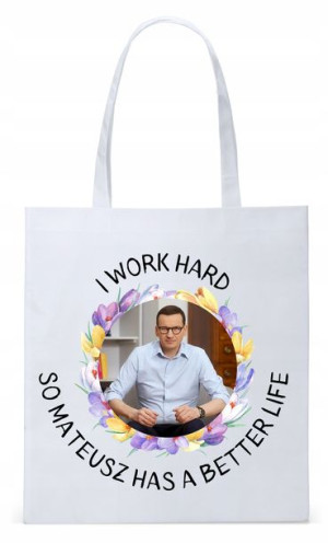 Mateusz Morawiecki Pis Torba Eco Biała Shopper