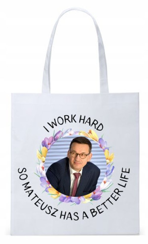 Mateusz Morawiecki Pis Torba Eco Biała Shopper