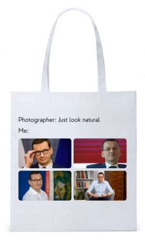 Mateusz Morawiecki Pis Torba Eco Biała Shopper