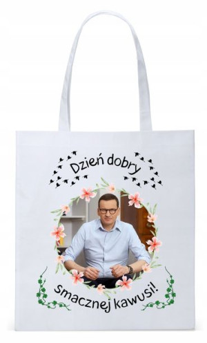 Mateusz Morawiecki Pis Torba Eco Biała Shopper