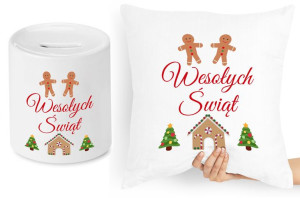 Na Święta Zestaw Poduszka + Skarbonka Prezent