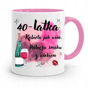 Na Urodziny 40 40te 40-te Kubek Różowy Prezent