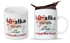 Na Urodziny 40 40te 40-te Zestaw Skarbonka + Kubek