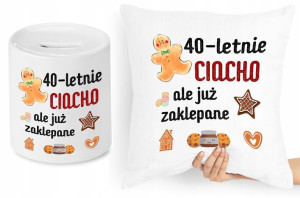 Na Urodziny 40 Zestaw Poduszka + Skarbonka Prezent