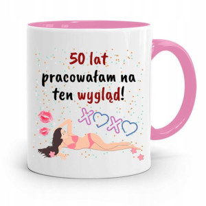 Na Urodziny 50 50te 50-te Kubek Różowy Prezent