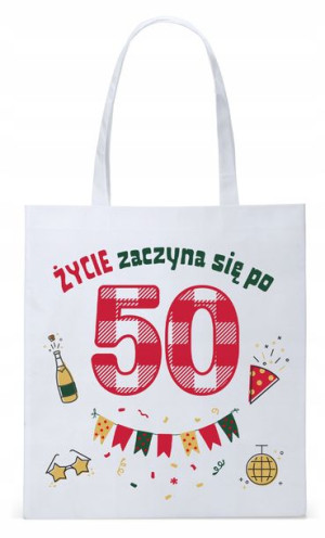 Na Urodziny 50 50te 50-te Torba Biała Eco Shopper