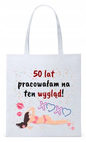 Na Urodziny 50 50te 50-te Torba Biała Eco Shopper