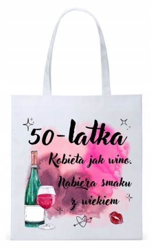 Na Urodziny 50 50te 50-te Torba Biała Eco Shopper