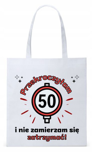 Na Urodziny 50 50te 50-te Torba Biała Eco Shopper