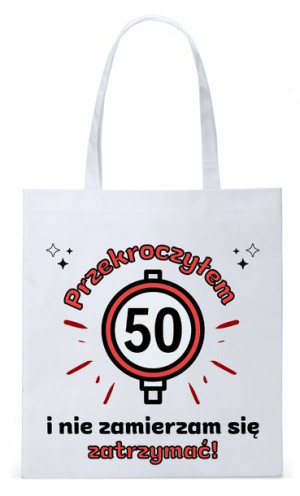 Na Urodziny 50 50te 50-te Torba Biała Eco Shopper