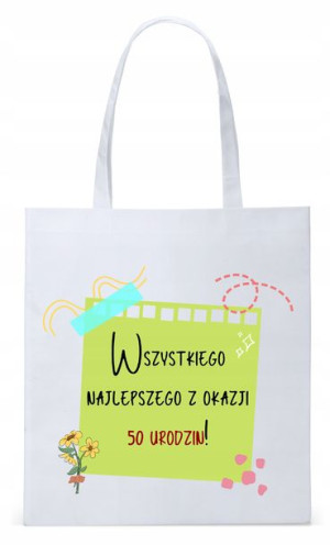 Na Urodziny 50 50te 50-te Torba Biała Eco Shopper