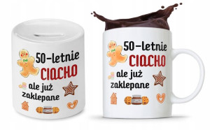 Na Urodziny 50 50te 50-te Zestaw Skarbonka + Kubek