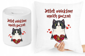 Na Walentynki Zestaw Poduszka + Skarbonka Prezent