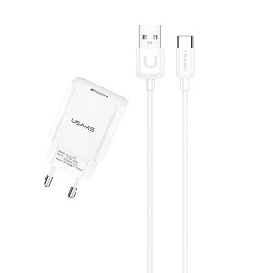 Usams Ład. Siec. 1xusb T21 Usb-c Biały/white 2,1a Fast Charging T21octc01