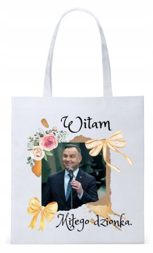 Prezydent Andrzej Duda Torba Eco Biała Shopper