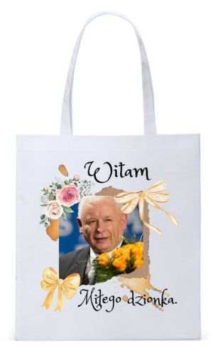 Śmieszny Pis Kaczyński Torba Eco Biała Shopper