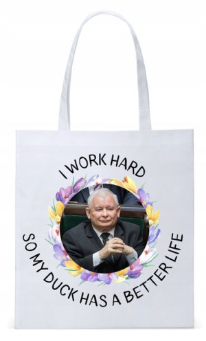 Śmieszny Pis Kaczyński Torba Eco Biała Shopper