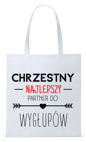 Torba Biała Eco Shopper Dla Chrzestnego Prezent