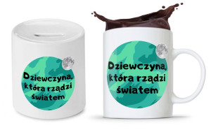 Zestaw Dla Dziewczyny Prezent Kubek + Skarbonka