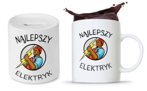 Zestaw Dla Elektryka Prezent Kubek + Skarbonka