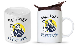 Zestaw Dla Elektryka Prezent Kubek + Skarbonka