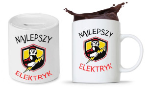 Zestaw Dla Elektryka Prezent Kubek + Skarbonka