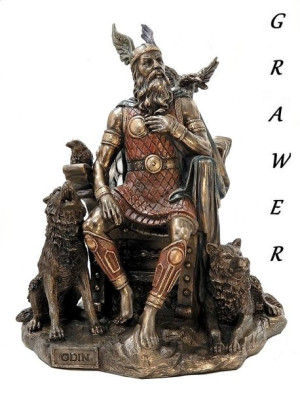 Odyn z psami na tronie, najwyższy bóg nordycki, figurka Veronese