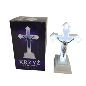 Krzyż Ledowy Nagrobkowy 13cm Biały