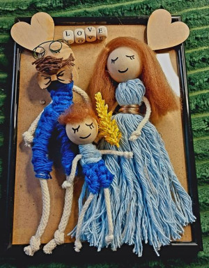 Obrazek rodzina makrama pamiątka 3D portret BOHO