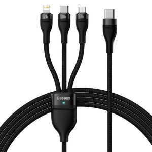 Baseus Kabel Flash Series II 3w1 Typ C na Typ C, Lightning, micro USB 100W