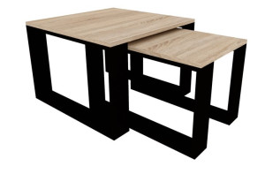 Zestaw Stolik Kawowy Ława 2w1 Loft Dąb Sonoma/czarny 65x65x45