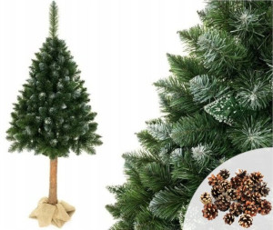 Choinka Sosna Diamentowa 3D Na Pniu 180Cm Śnieg Brokat